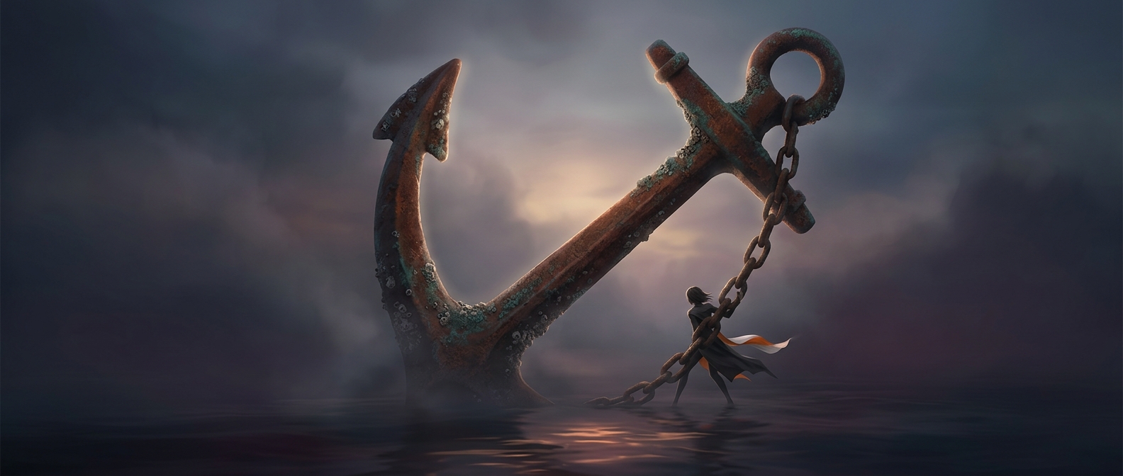 Guilty Gear Strive features a man carrying a massive anchor