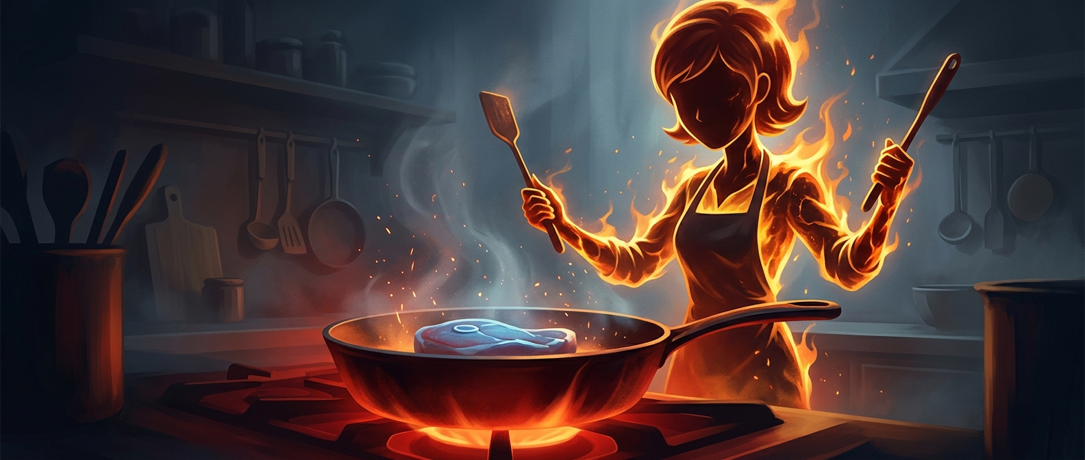 Failing Cooking Mama can set her eyes on fire