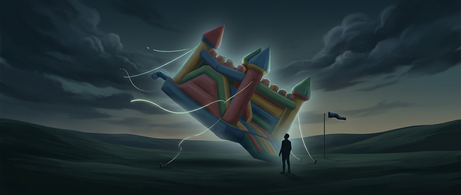 How a bouncy castle can take flight