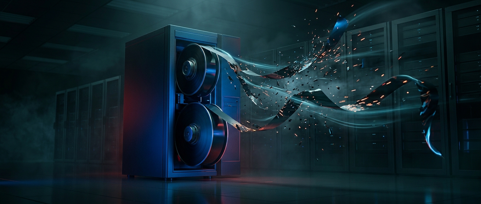 A slow data feed can destroy a tape drive's tape