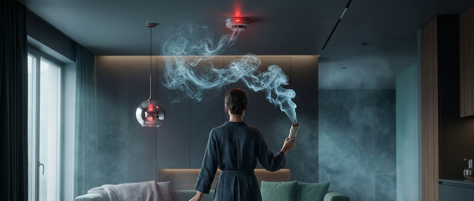 Smudging with sage triggers residential fire alarm systems
