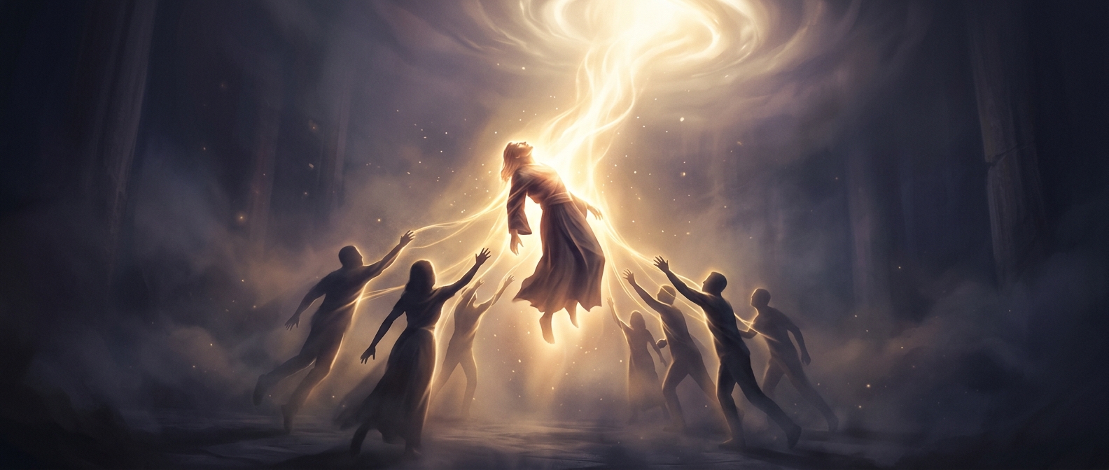 Shared death experiences drag bystanders to the light