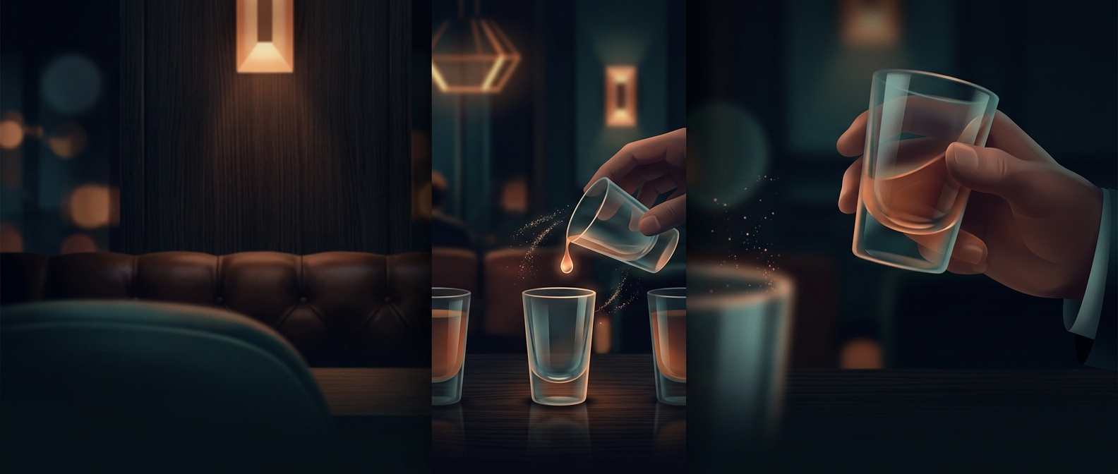 Shot glasses enforce immediate beverage consumption
