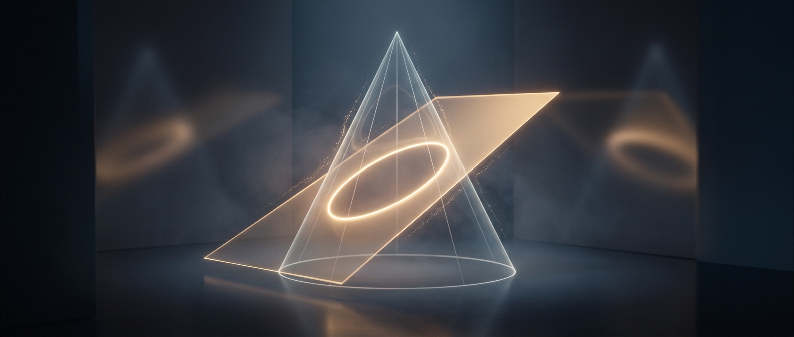 Slicing cones at specific angles produces pure ellipses