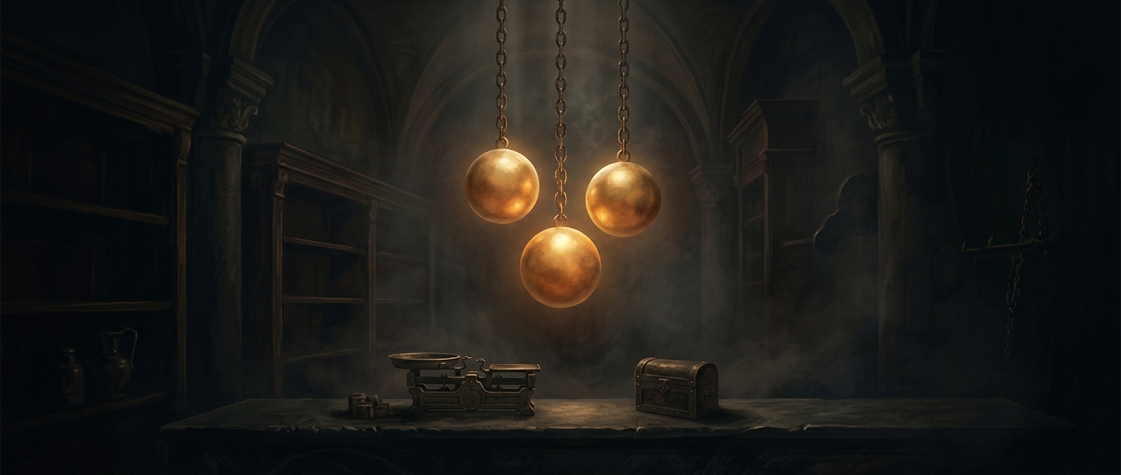 Golden spheres represent the saint of pawnbrokers