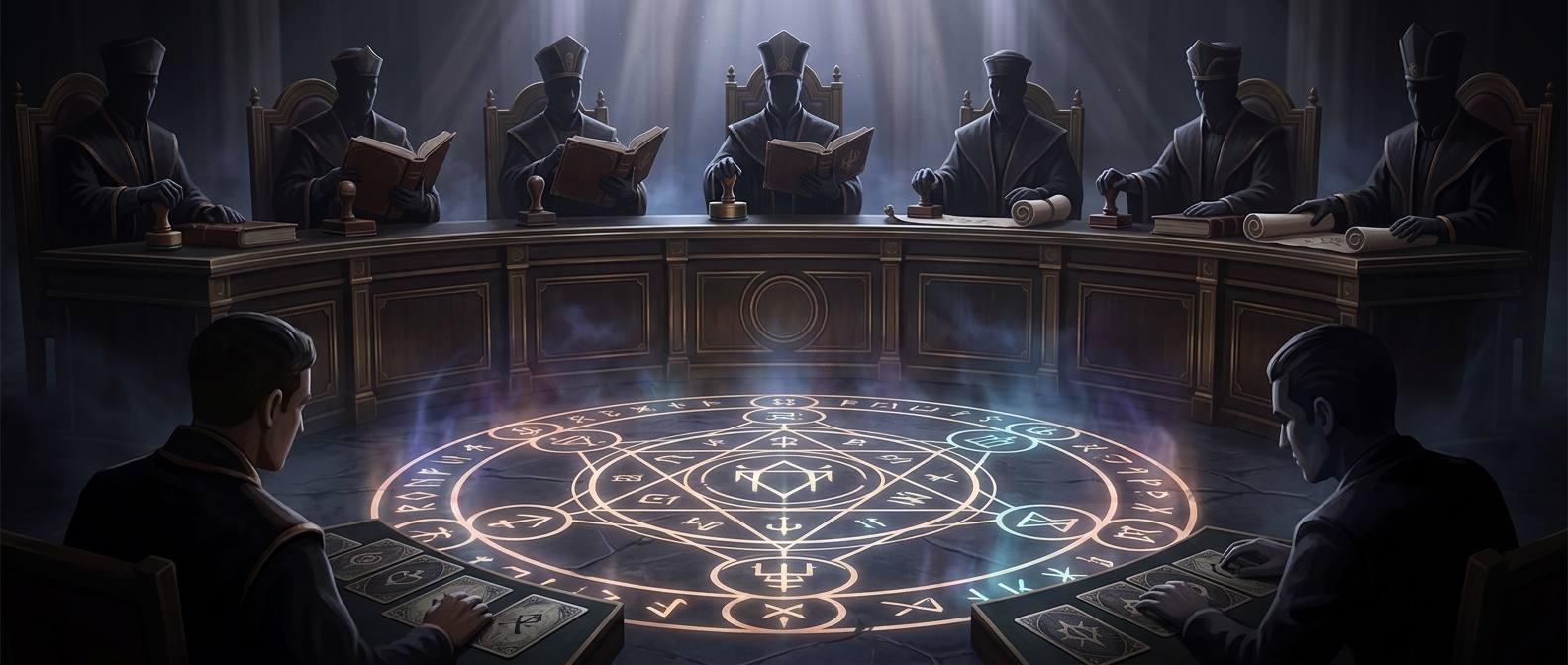Complex competitive card games hire judges to interpret rules during tournaments