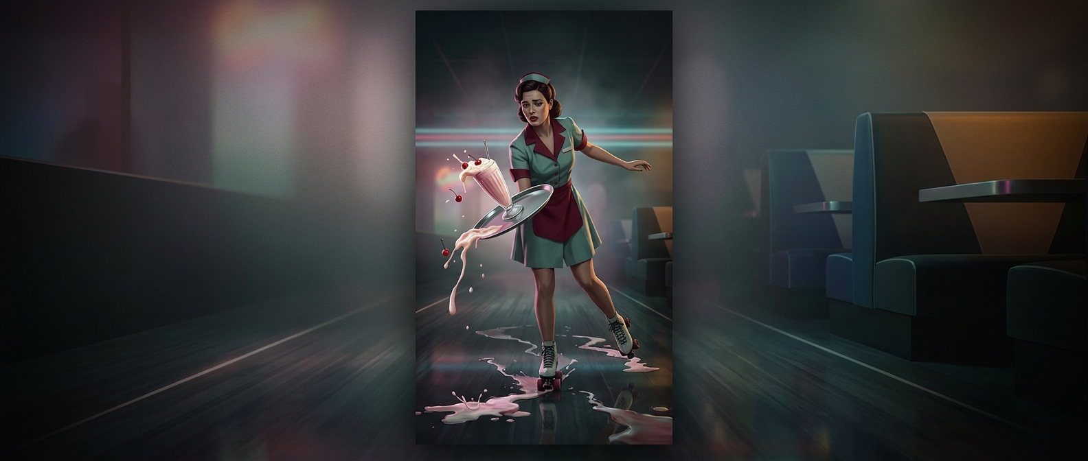 When roller-skating waitresses spilled the milkshakes