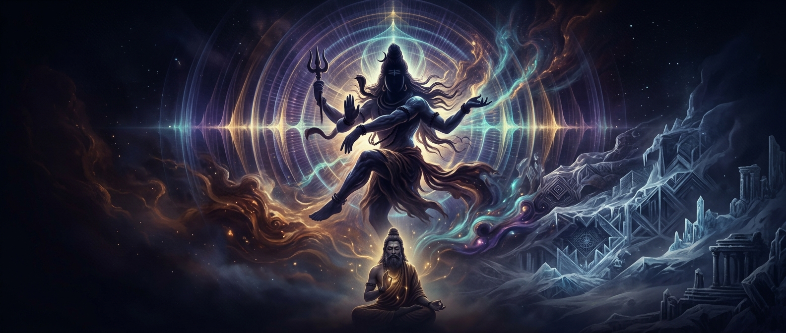 Abhinavagupta taught that the physical universe is merely a frozen snapshot of Shiva's ecstatic cosmic tremor