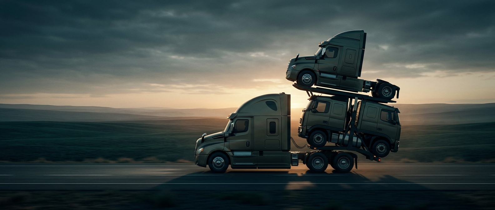 Saddle mounts let trucks carry three cabs