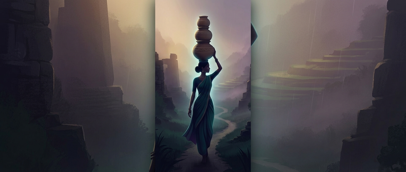Balancing pots on heads requires perfect posture