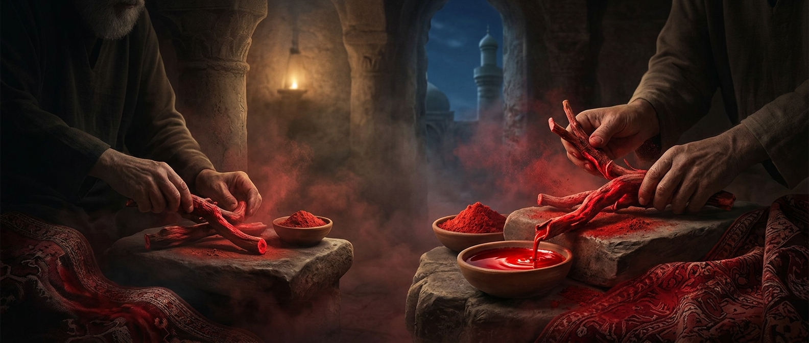Ancient Middle Eastern dyers boiled plant roots to create a stable deep-red dye