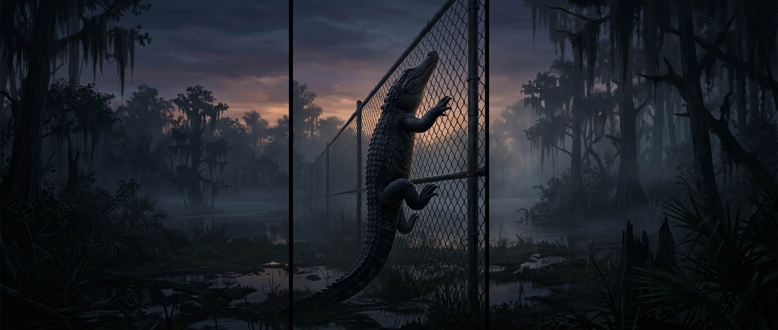 A chain-link fence won't stop a Florida alligator