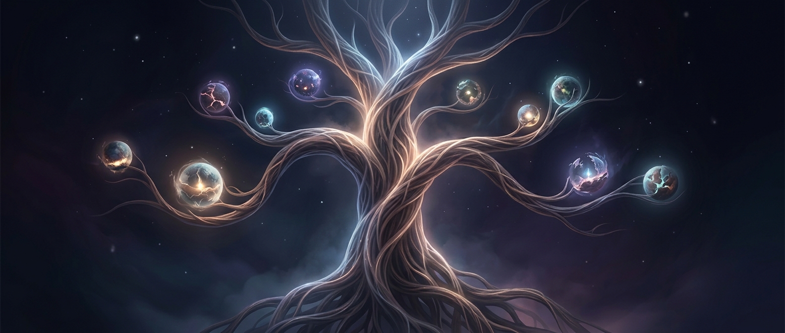 Yggdrasil branches connect nine distinct realms