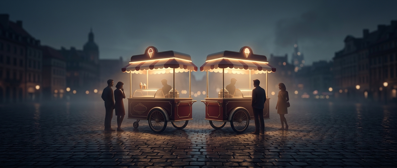 Why rival ice-cream stands end up side by side