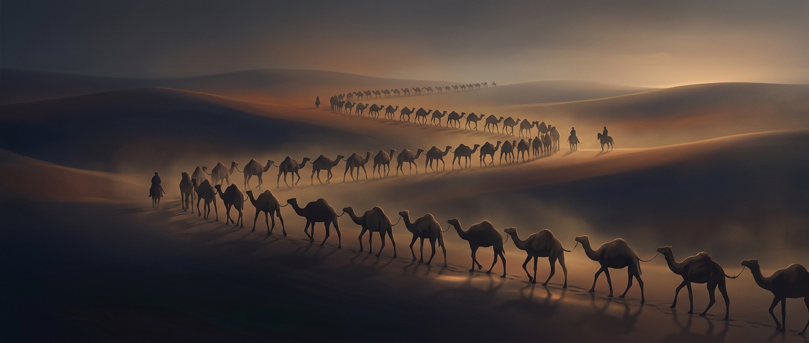 Why camel caravans travel nose to tail
