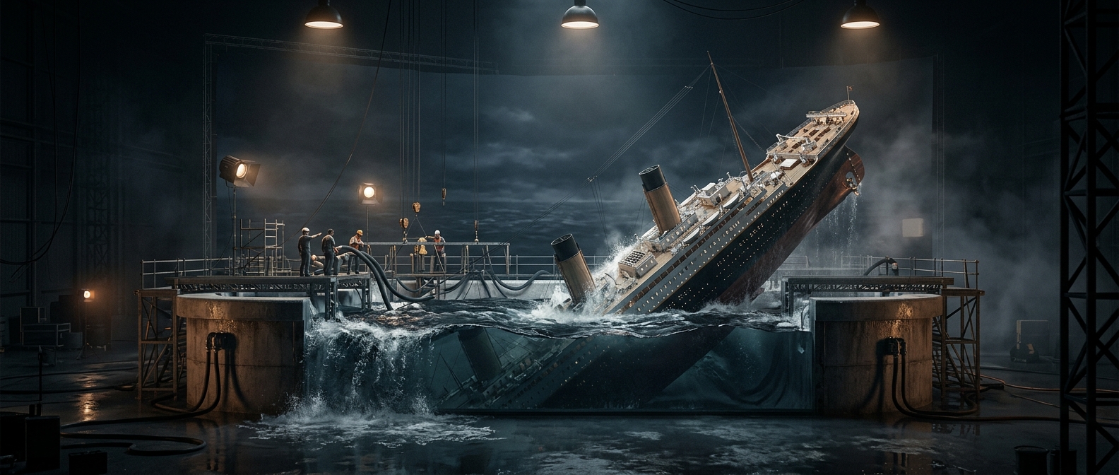 Sinking a massive boat replica in a giant bathtub