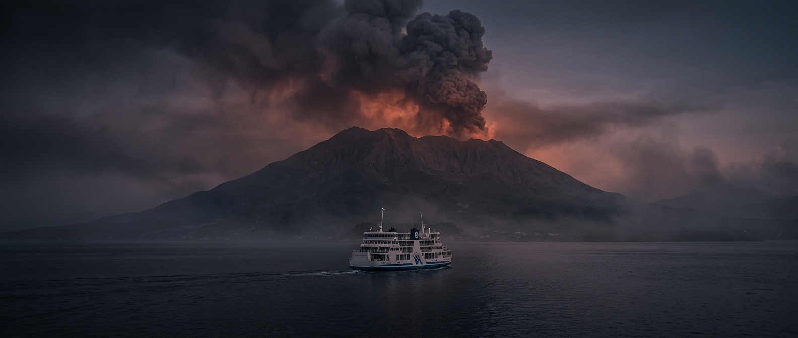 A ferry ride through volcanic ash
