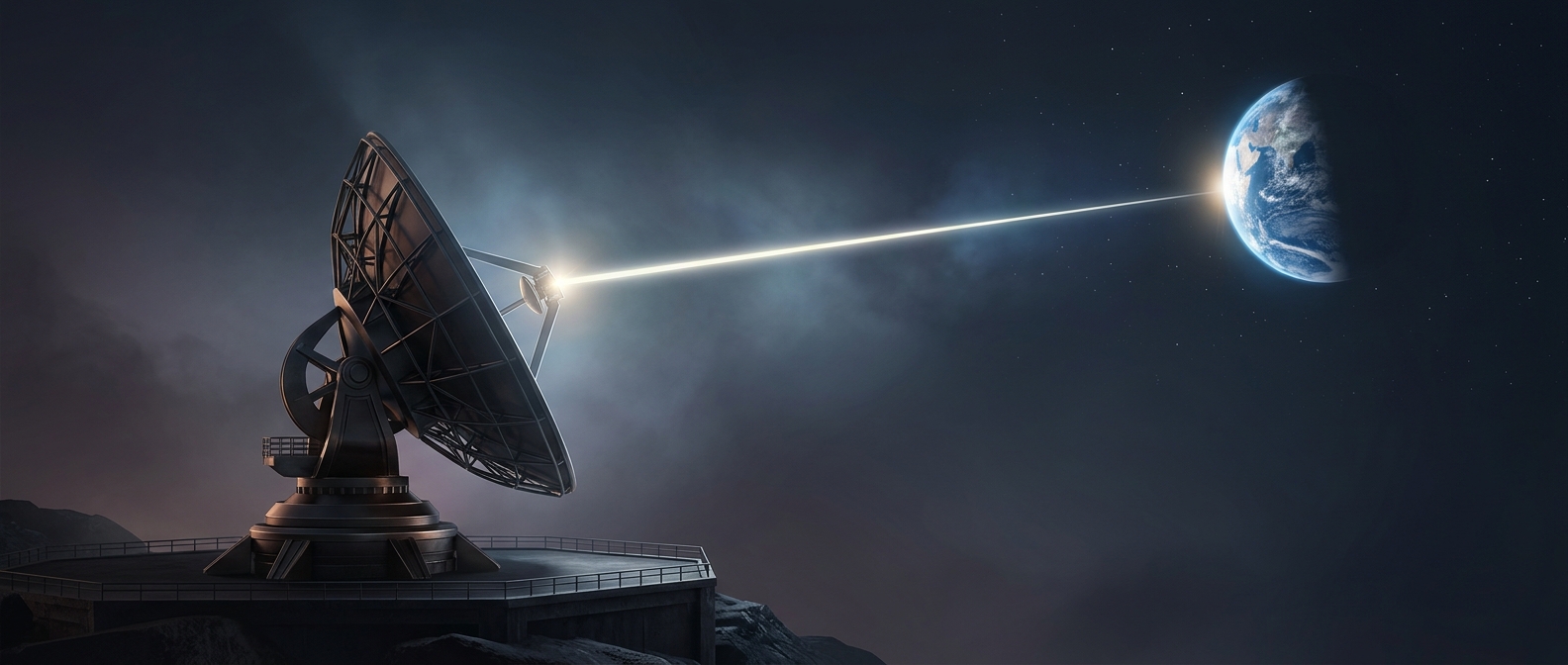 Deep space antennas point precisely at Earth