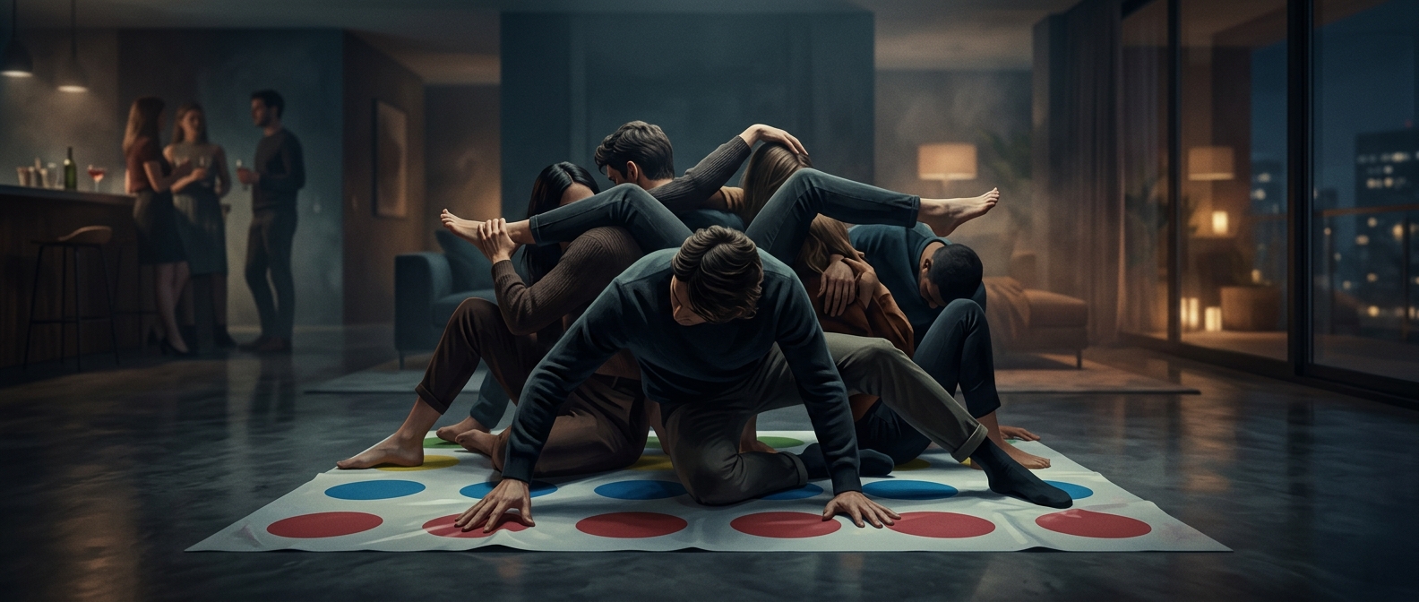 Игра «Твистер» вызывает больше неловкости, чем настоящего веселья