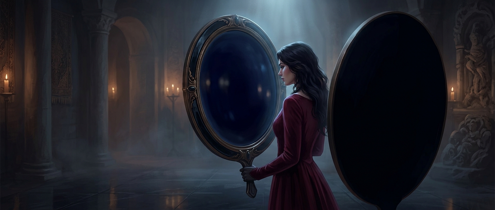 Scrying mirrors are painted completely black on the back