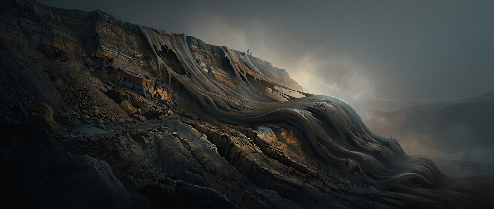 Gravity painfully dragging dirt down hillsides