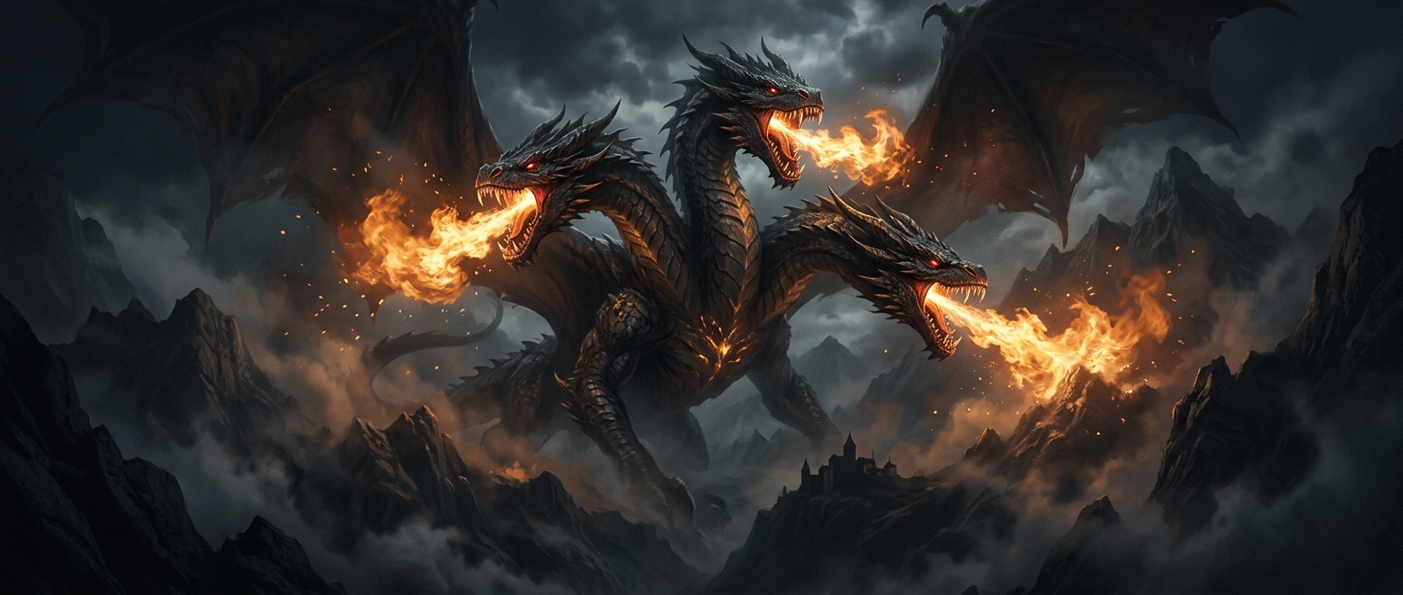 Zmey Gorynych is a multi-headed fire breathing dragon