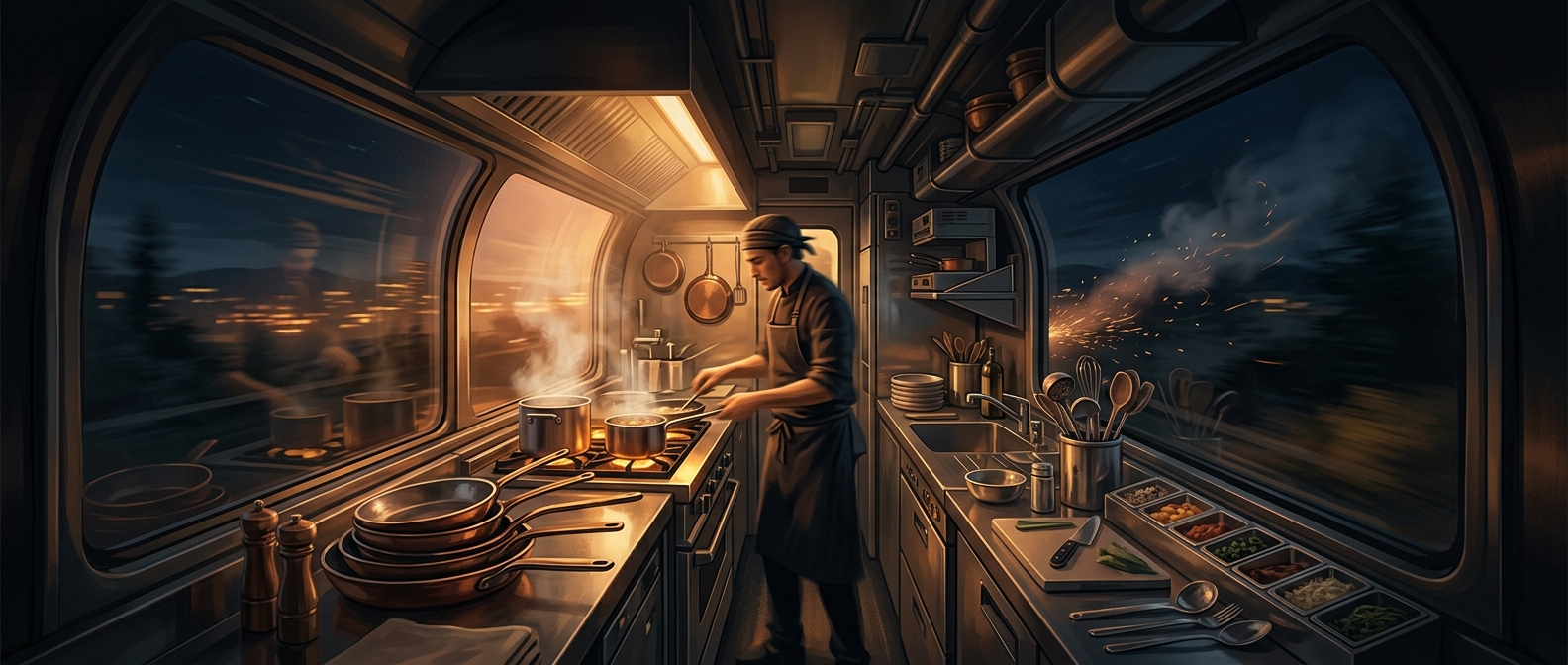 How chefs cook in a moving train