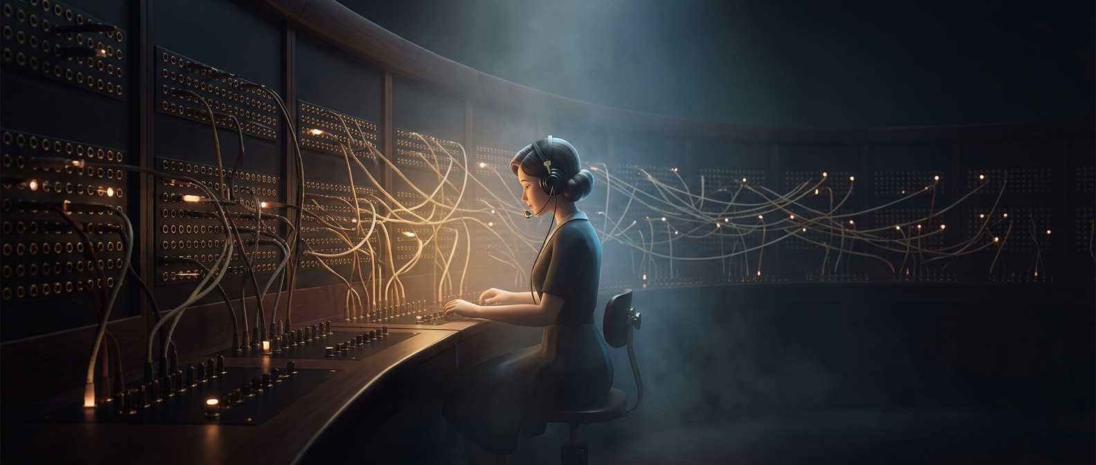 Early telephones required human operators to patch calls