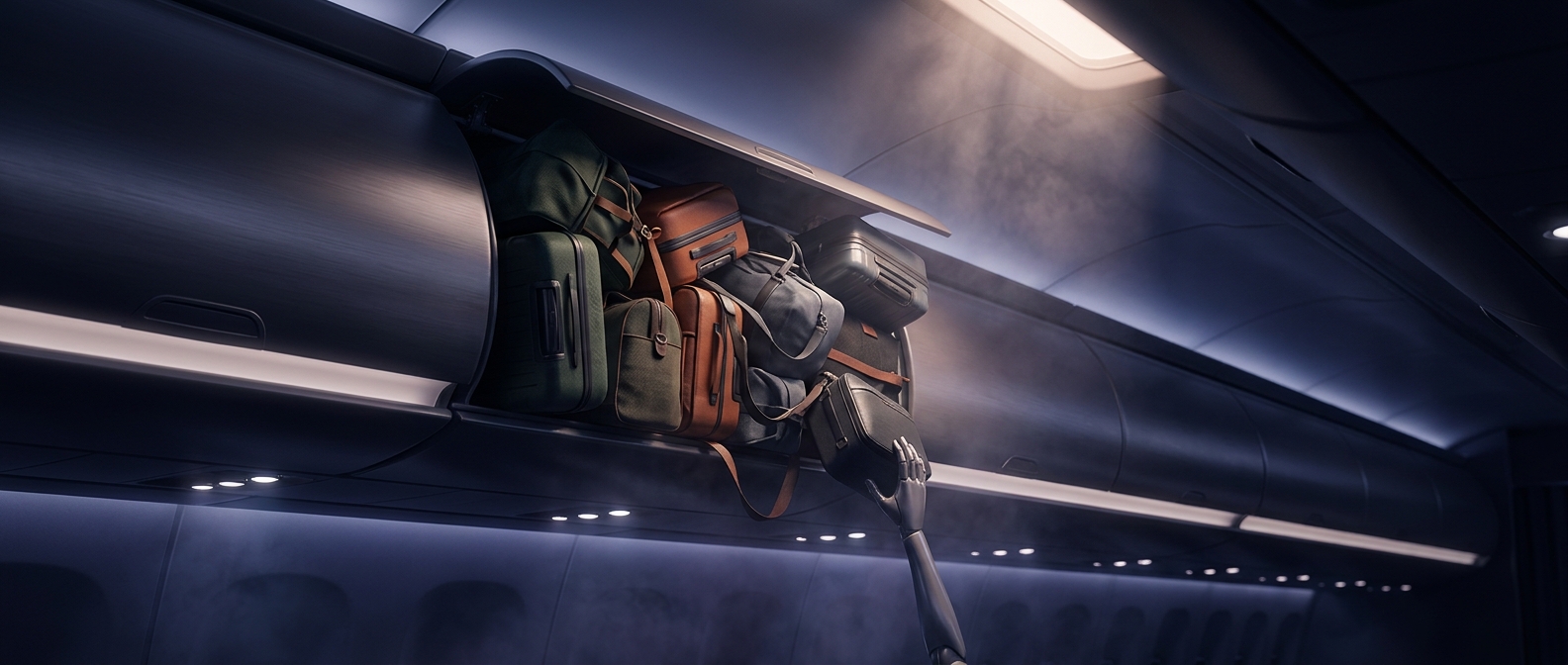 Overhead bins hold insufficient space for all bags