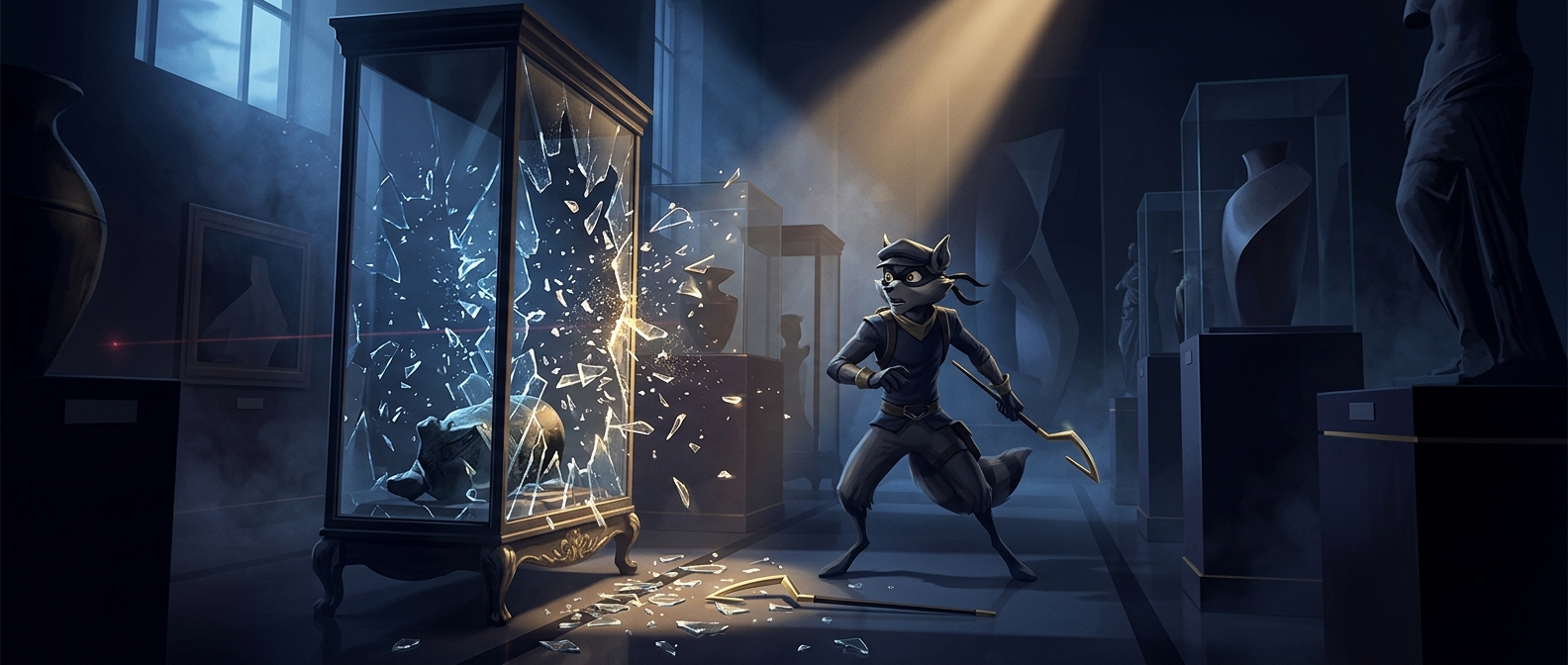 Sly Cooper is a stealth hero who smashes everything