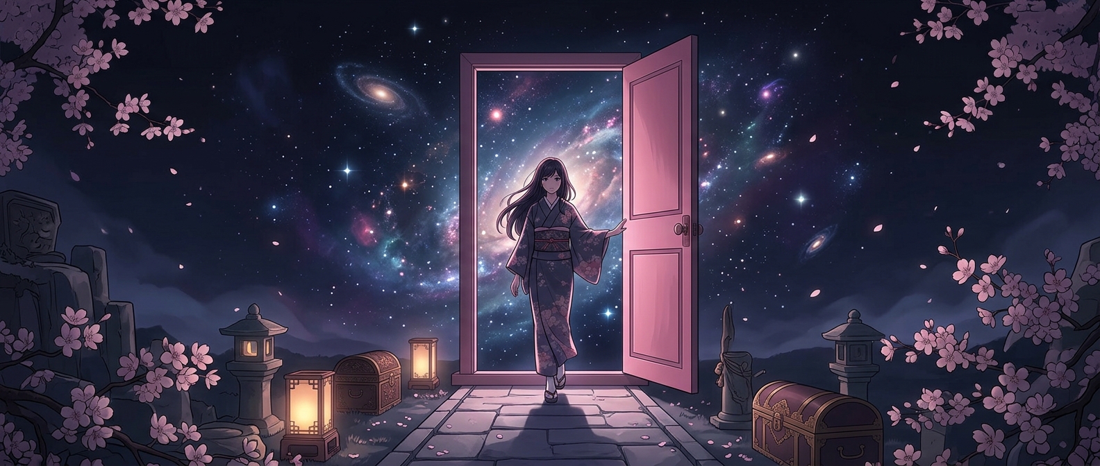 Pink doors open to anywhere in the cosmos