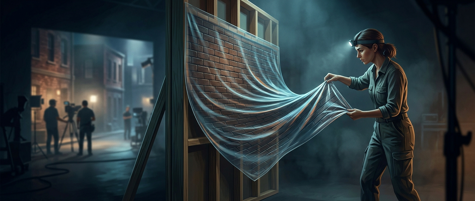 Fake brick walls are flimsy vacuum-formed plastic sheets