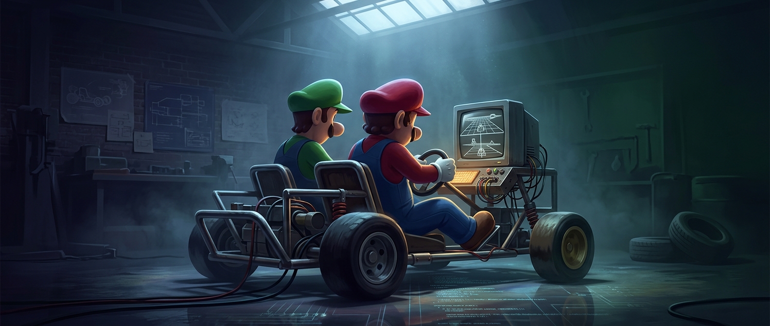 Super Mario Kart began with two cars on a split screen