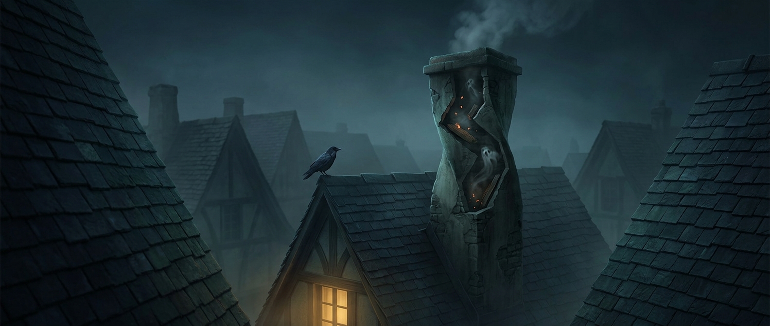 Chimneys were built with crooks to block falling debris