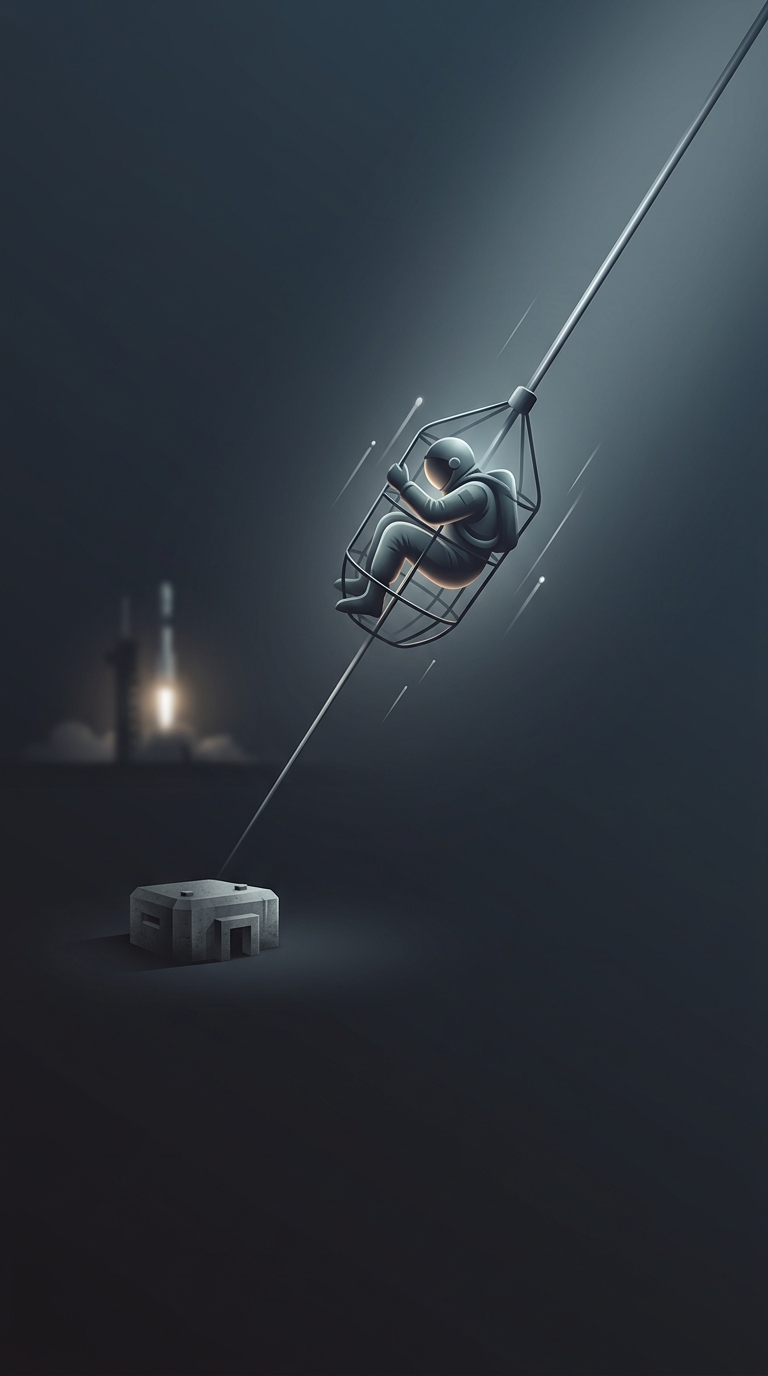 Launch pad thirty-nine-A at the space center features an emergency escape system that essentially functions as an incredibly high-speed, deeply terrifying zipline designed to…
