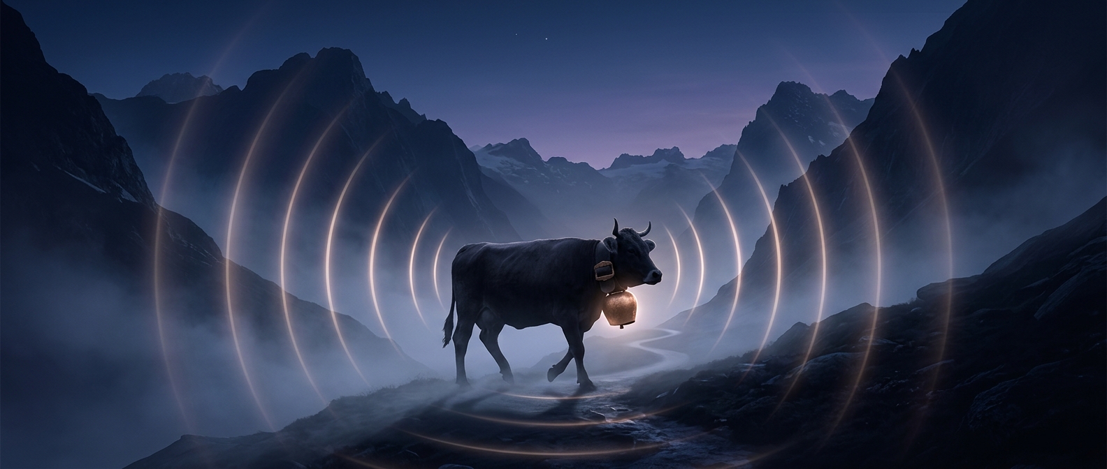 Swiss alpine cows wear exceptionally loud bells