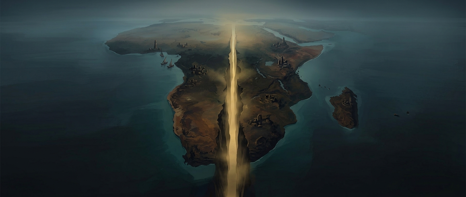 A straight border splits this African peninsula in two