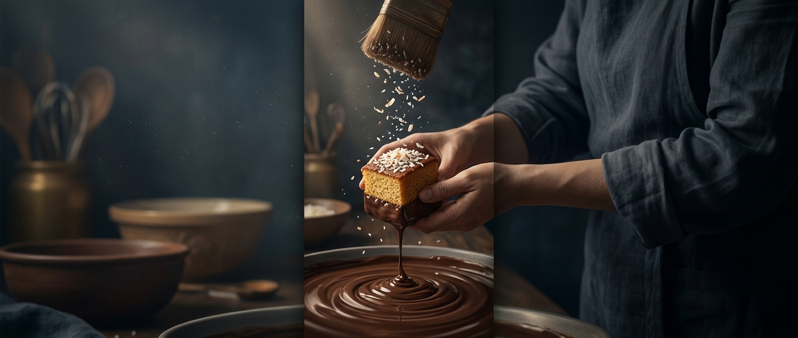 Lamingtons are sponge cakes covered in chocolate coconut