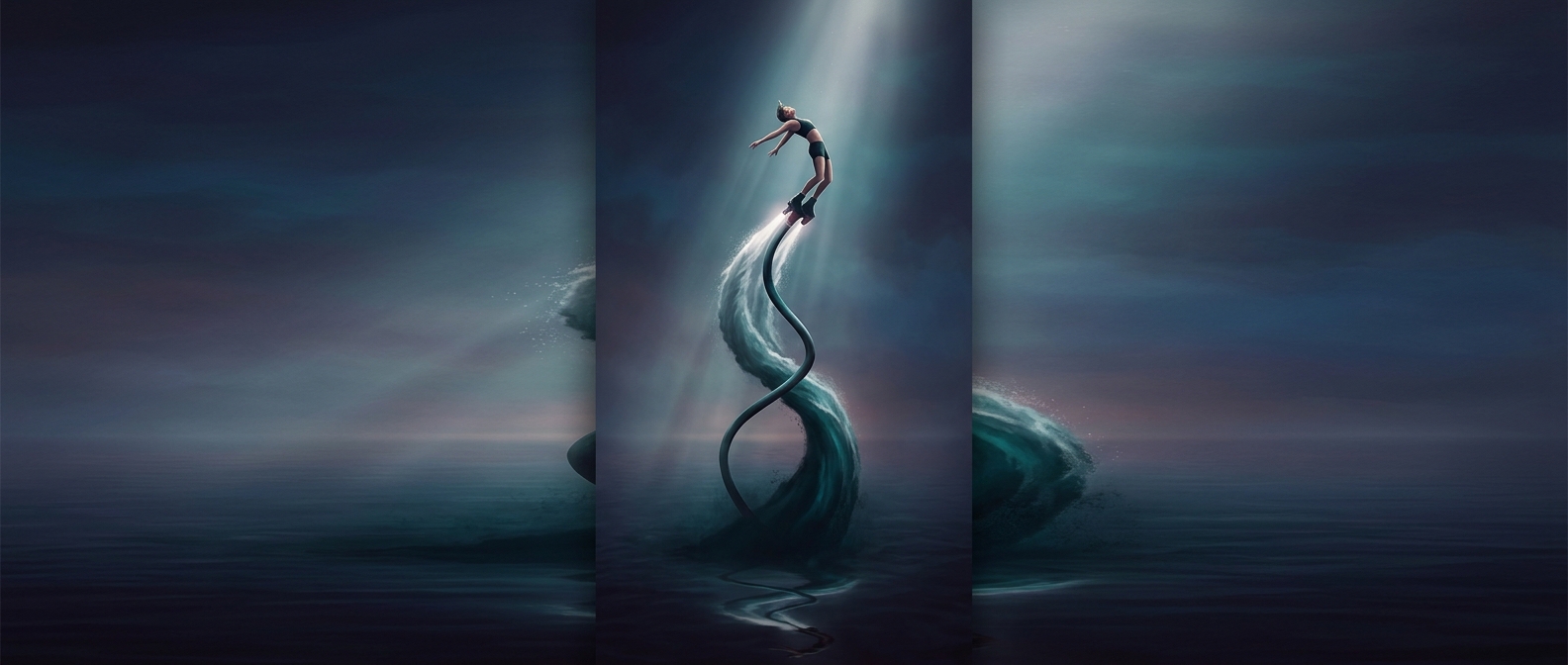 Flyboards use pressurized water hoses to lift you up