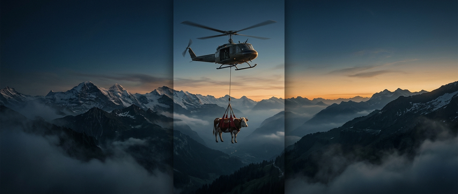 Why injured Swiss cows sometimes leave by helicopter