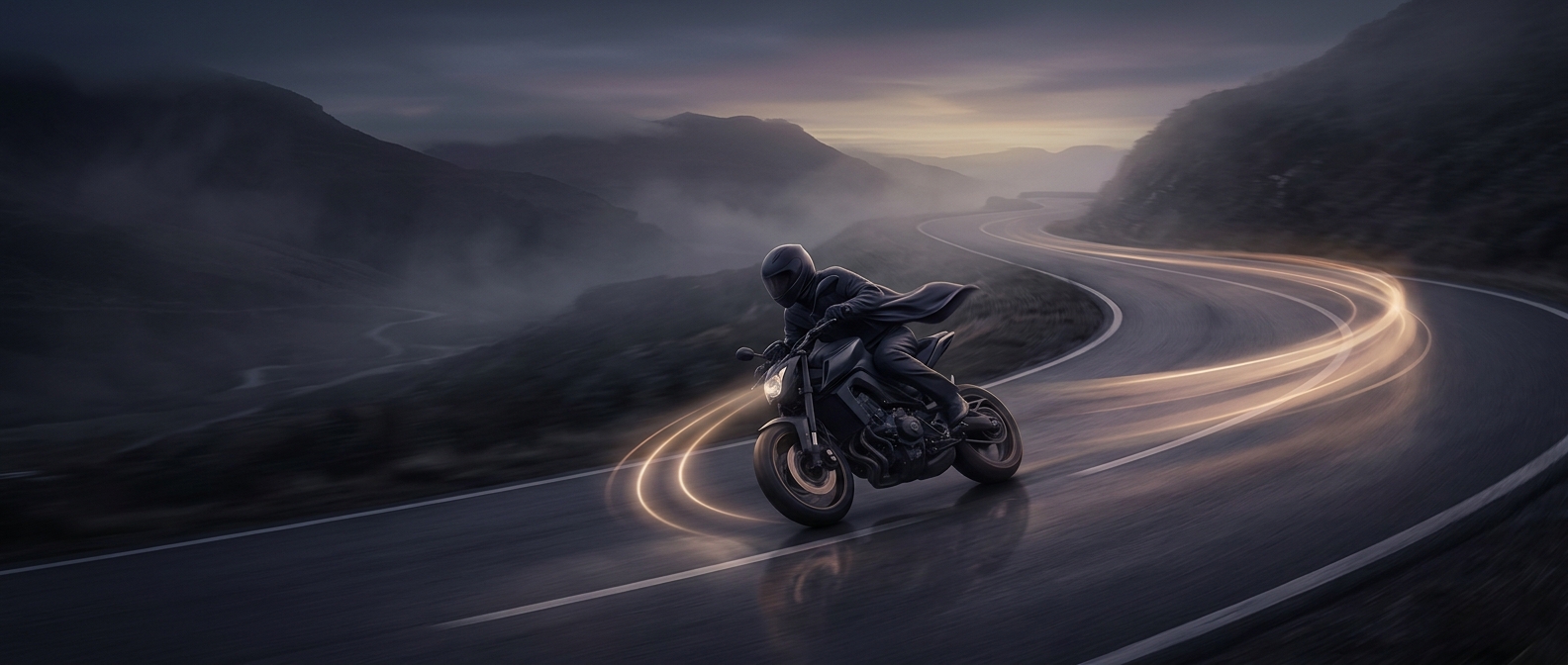 To turn right, motorcyclists first steer left