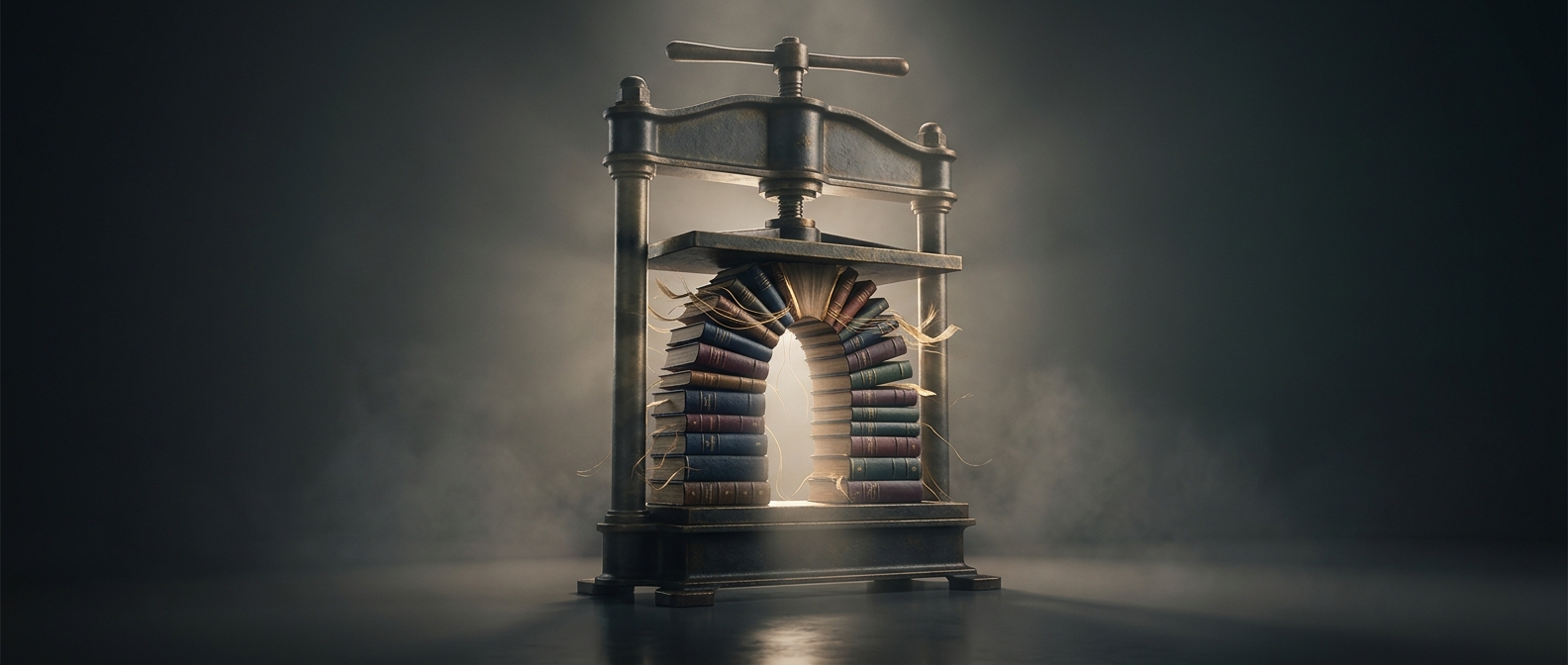 The hydraulic press started with bookbinding