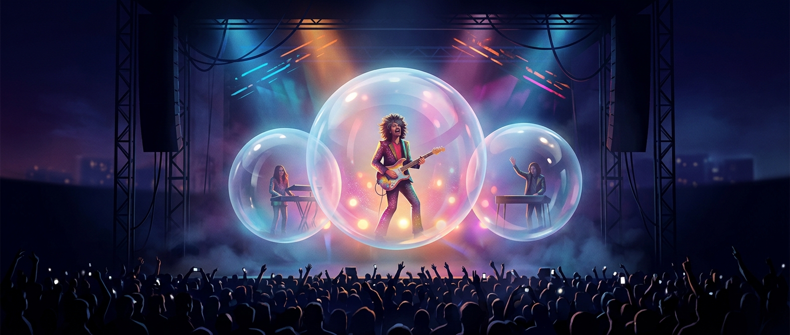 Солист The Flaming Lips выступает внутри прозрачного шара, катаясь по рукам зрителей