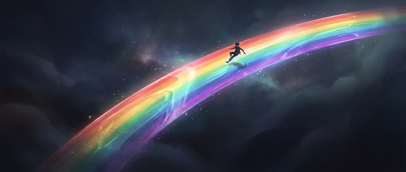 Sliding down a giant magical rainbow