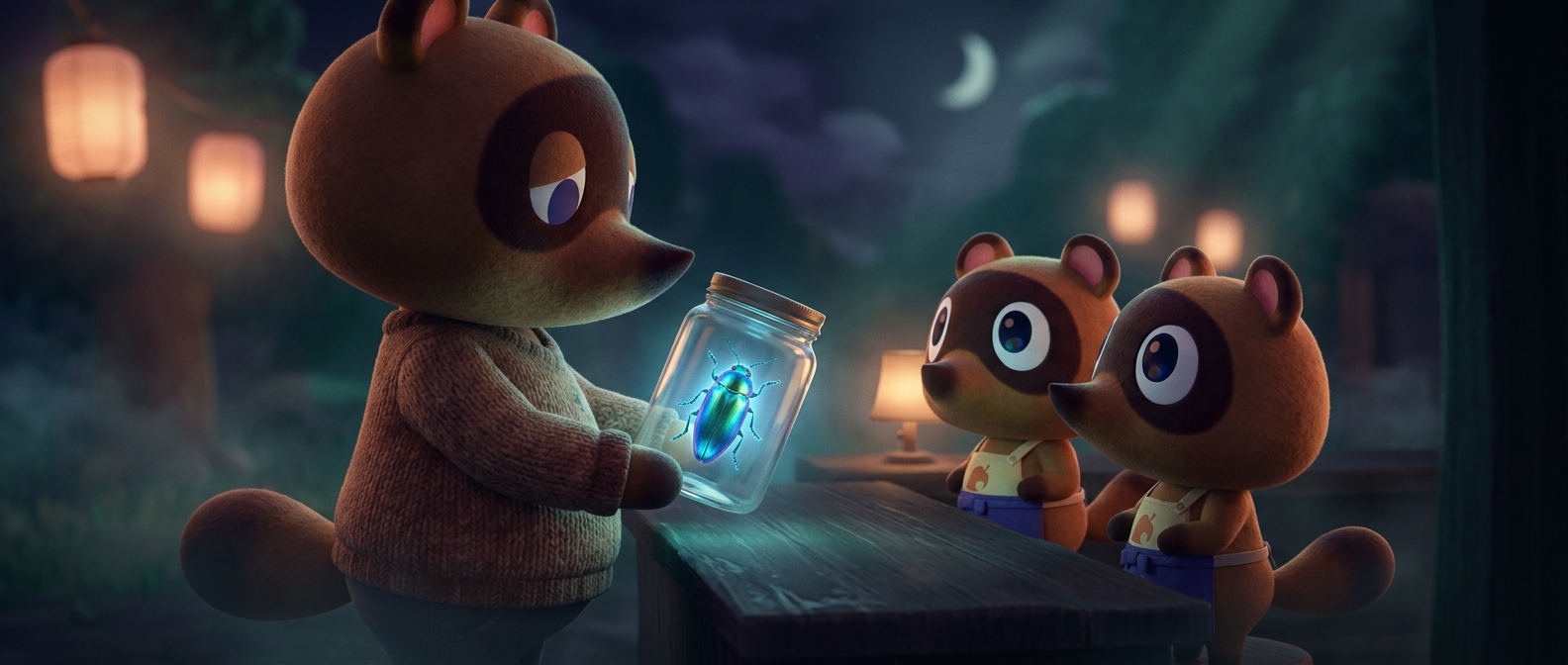Персонажи Animal Crossing продают редких жуков енотам