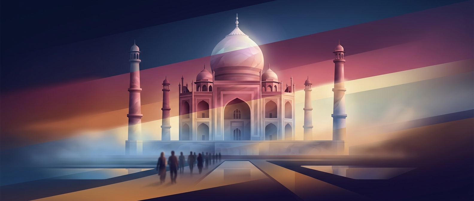 The Taj Mahal changes color throughout the day