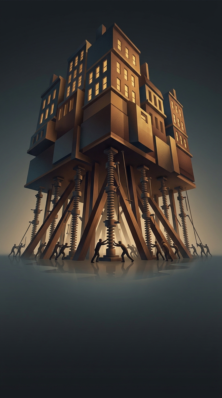 Chicago engineers spent the mid-nineteenth century physically lifting entire brick buildings, streets, and sidewalks up to fourteen feet in the air using thousands of manual jackscrews.