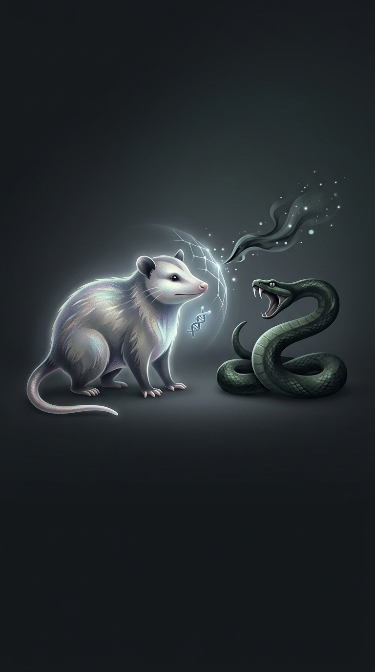 Opossums are almost entirely immune to the venom of snakes like rattlesnakes, copperheads, and cottonmouths thanks to a specialized peptide in their blood that instantly neutralizes the deadly toxins.