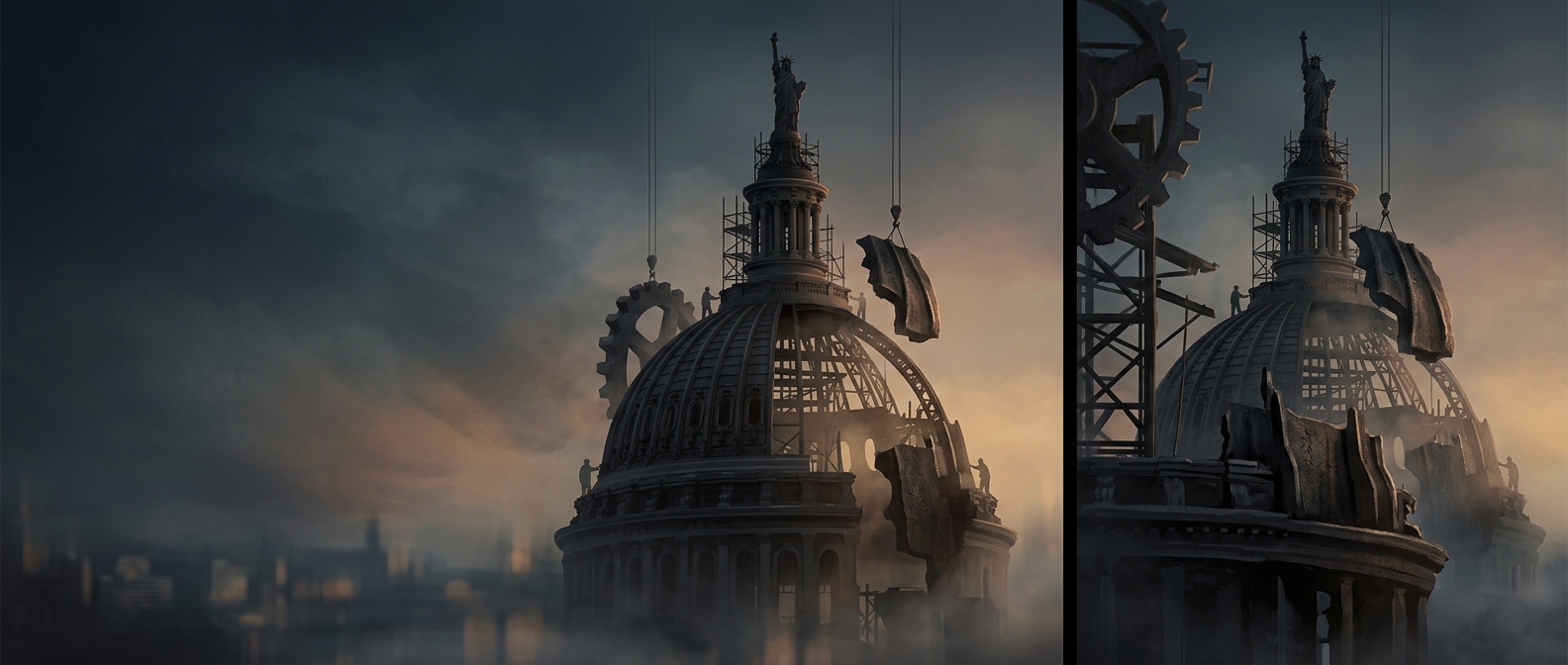 United States Capitol dome consists of solid cast iron