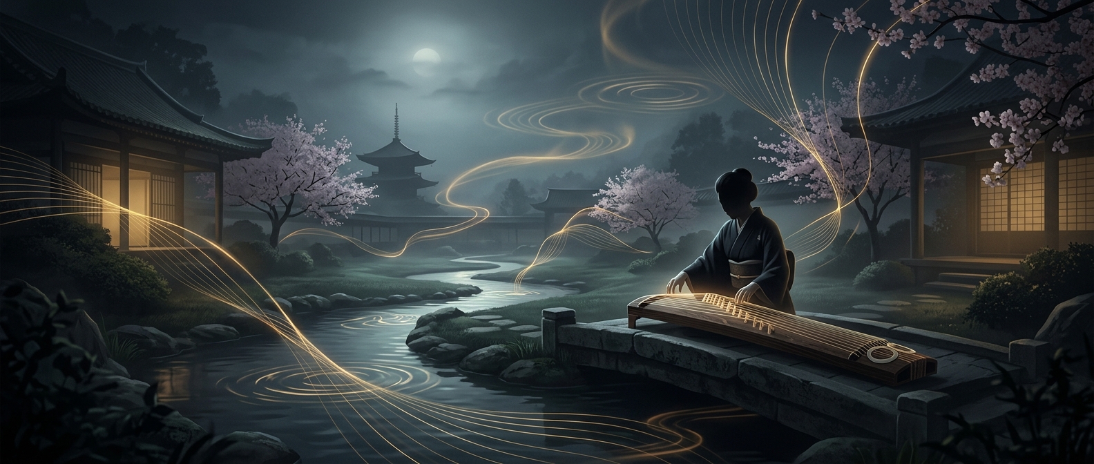 Japan’s traditional sound was shaped by the koto, a long instrument with strings